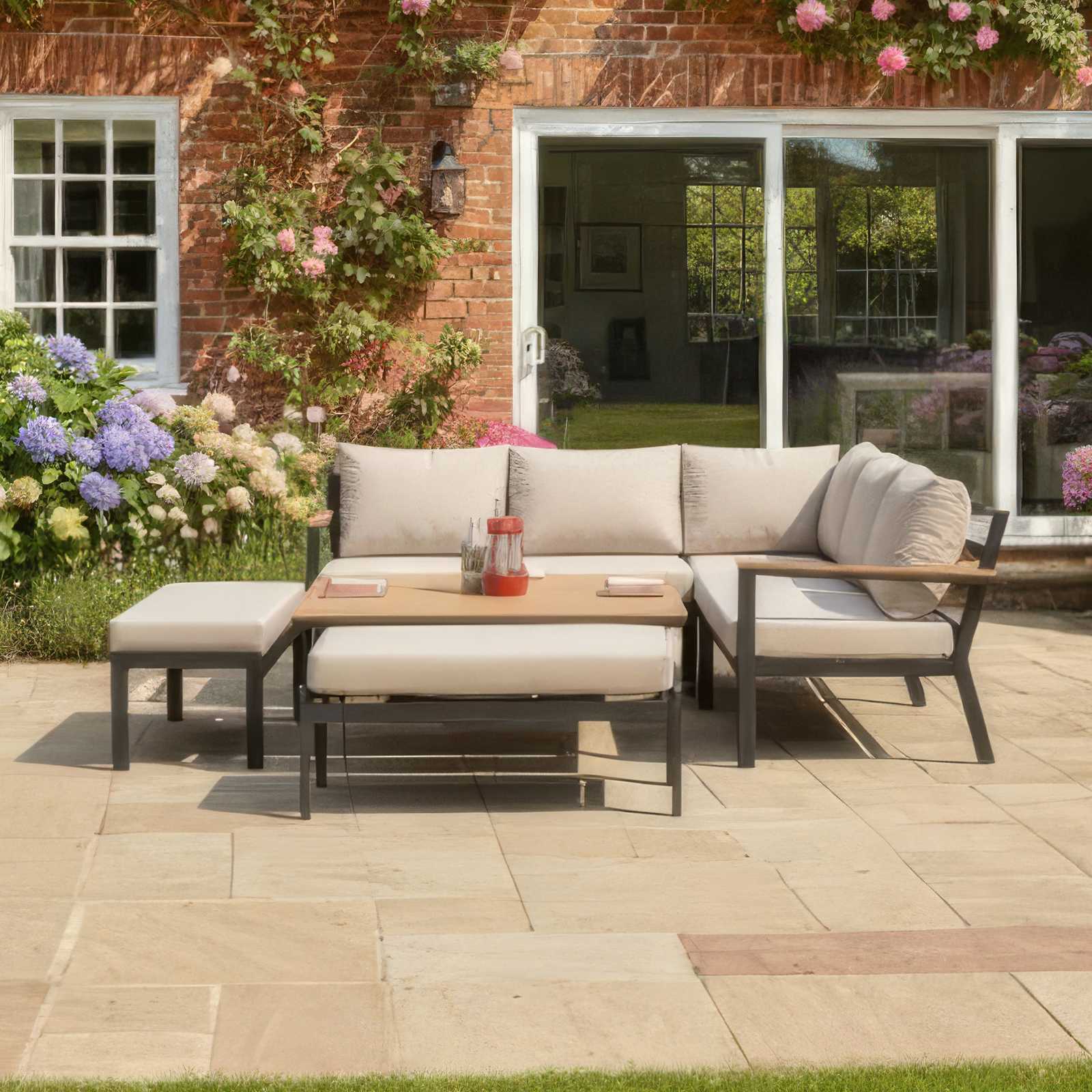 Nova - Heidi Corner Sofa Lounge Dining Set with, Double & Single Bench and Square Rising Table