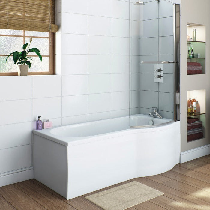 P Shape Shower Bath Front Panel 1700mm White Gloss