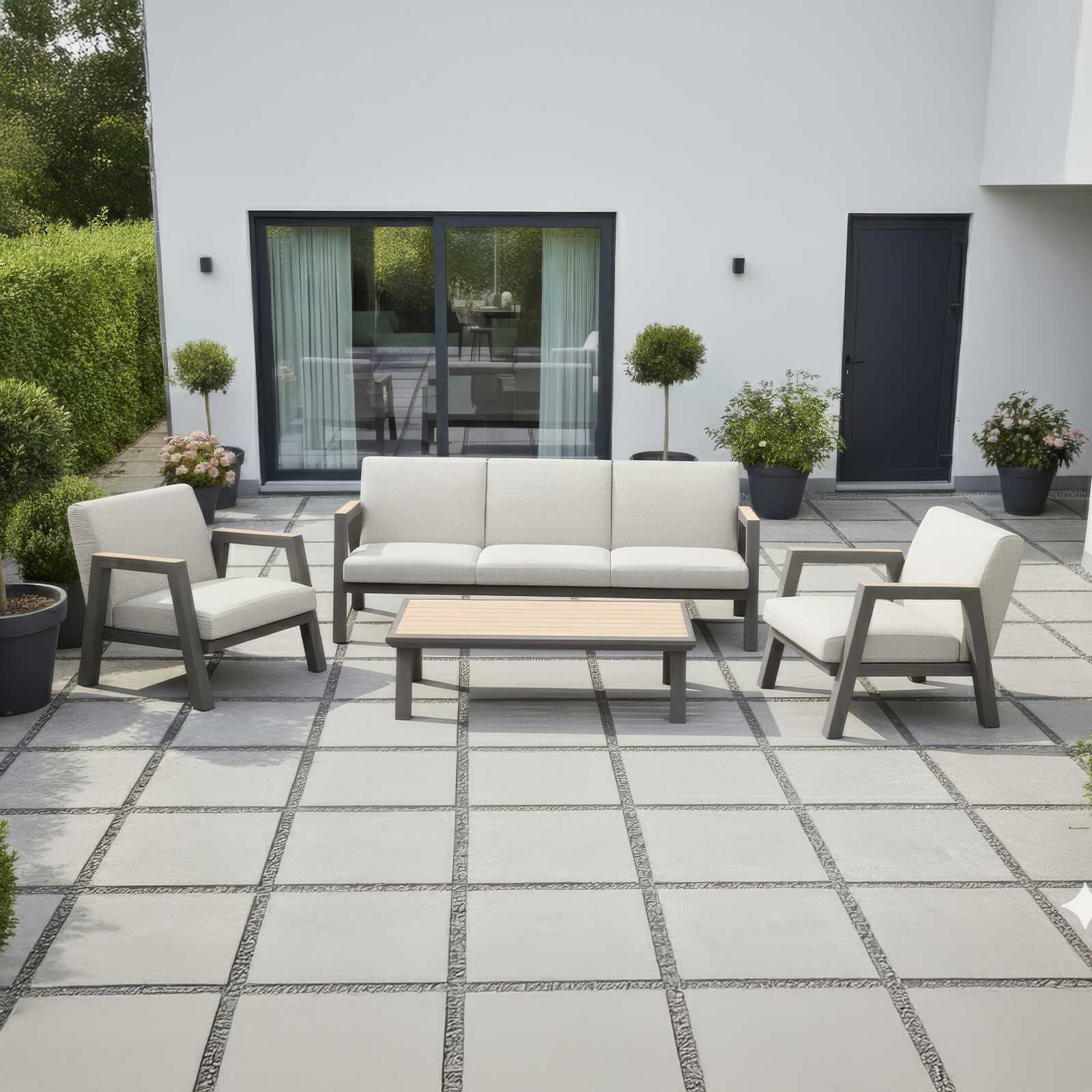 Nova - Hunter 3 Seater Sofa Lounging Set with Rectangular Coffee Table - Bronze