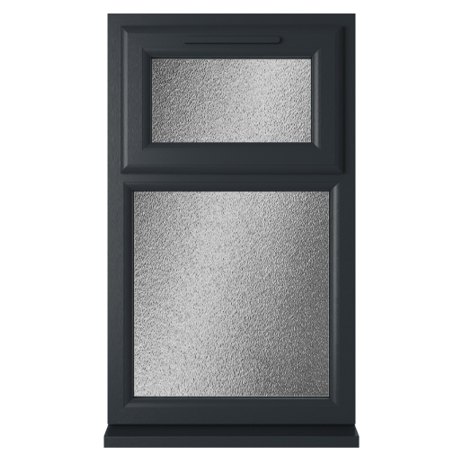 Crystal Double Glazed uPVC Grey/White Window Top Opening 610mm x 1040mm Obscure
