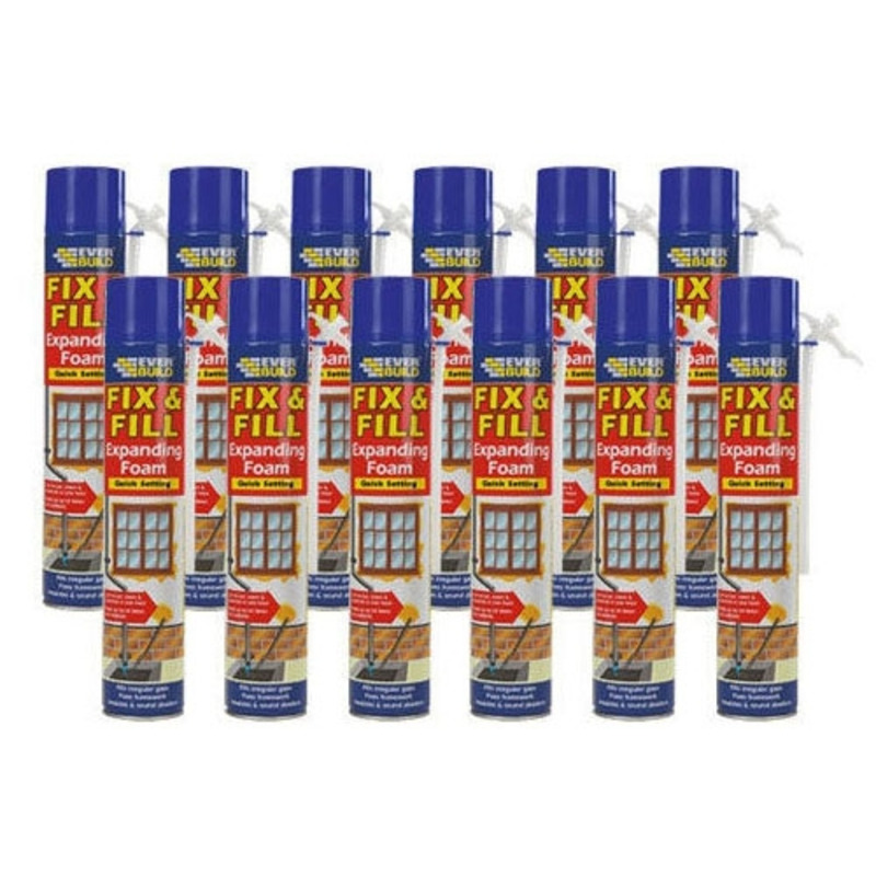 Everbuild Handheld Fix & Fill Expanding Foam - 12 Pack - 12 X 750Ml