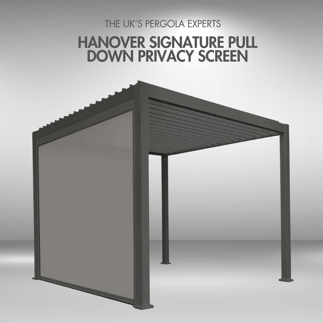 Hanover Signature 3.6m Pull-Down Privacy Screen – Weatherproof Textilene, Anthracite Grey (RAL 7015) to fit 3.6m Hanover Signature Pergola