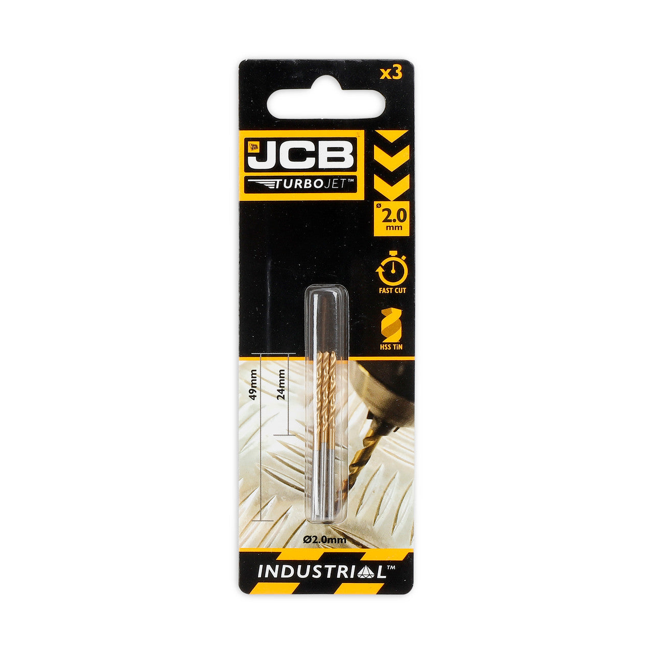 JCB 2 x 49mm 7 Point HSS Drill Bit Set of 3 TurboJet | 5055803318666