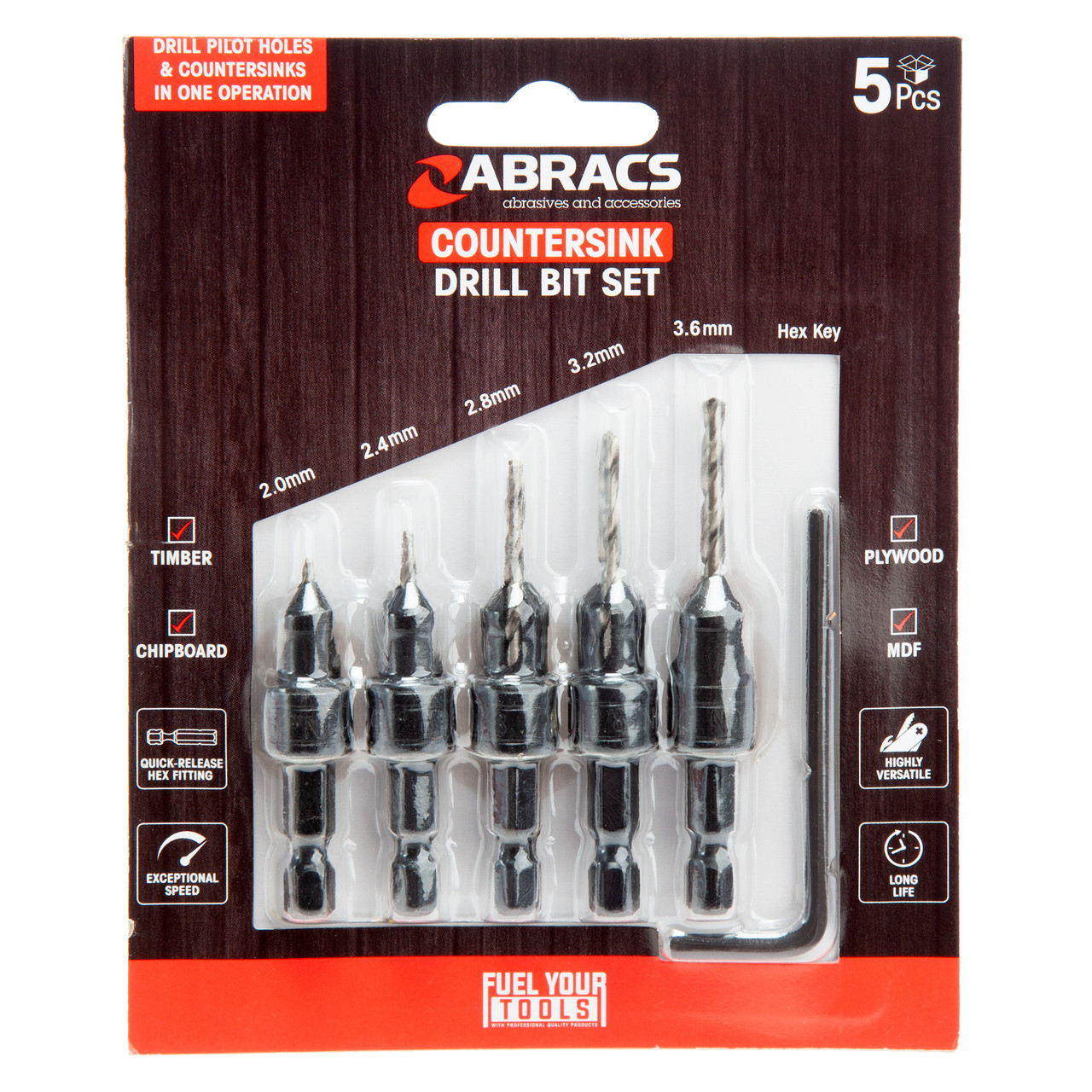 Abracs Csdbset5 Countersink Drill Bit Set (5 Piece)