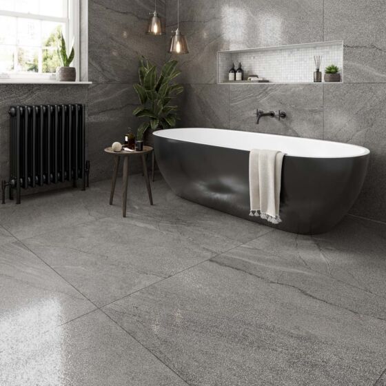 Frontera Silver Semi-Polished Glazed Porcelain Wall and Floor Tile 90x90cm