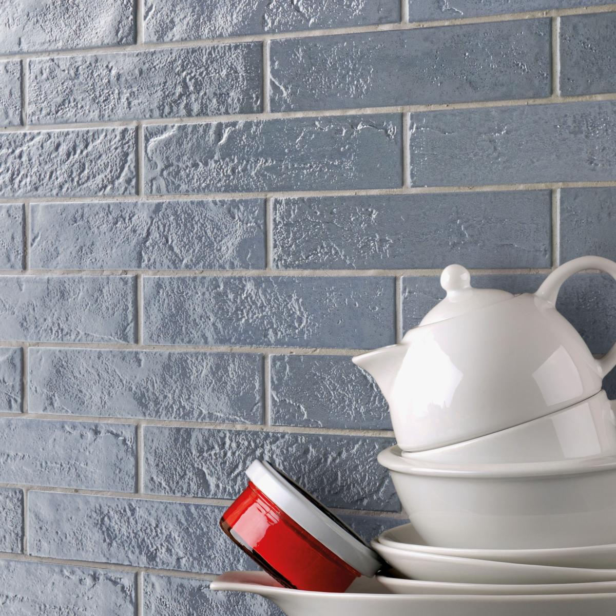 6m² Job Lot | Skyline Blue Glass Effect Wall Tile 6x25cm