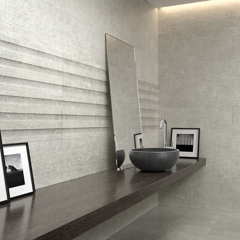 Brooklyn Grey Matt Ceramic Decor Wall Tile 30x90cm