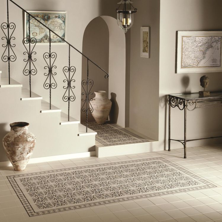 Original Style Odyssey Primo Romanesque Light Blue, Light Grey and Dark Grey on Dover White 15x15cm