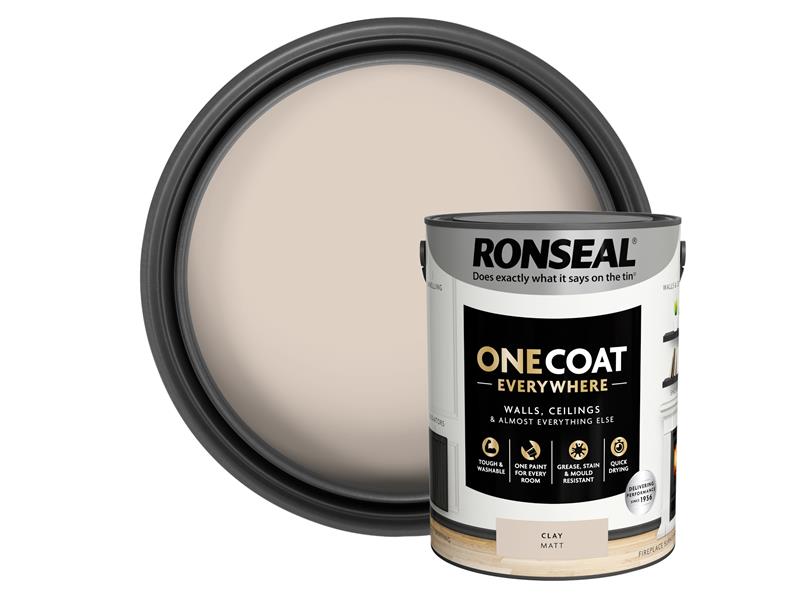 Ronseal One Coat Everywhere Interior Paint Clay Matt 5 Litre KCB.7015103.22604.81
