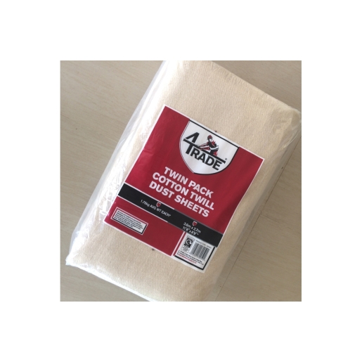 4Trade Dust Sheet Cotton Twill Twin Pack