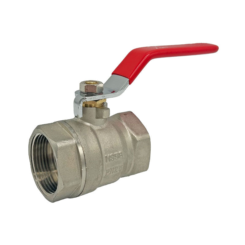 1 1/4" Brass Ball Valve BSPP with Red Lever