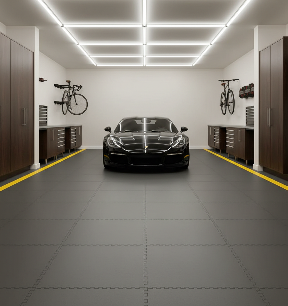 Heavy Duty Garage Floor Tiles 10mm PVC | Interlocking Oil Resistant Workshop Flooring | 5T Load Rated 500mm UK