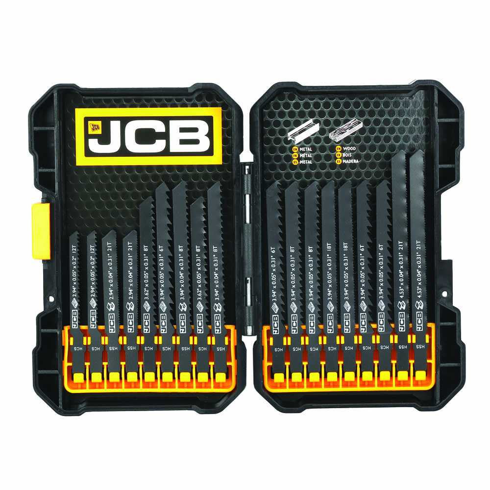 JCB 18 Piece Jigsaw Blade Kit, Universal T-Shank Fit | JCB-PTA-JS18