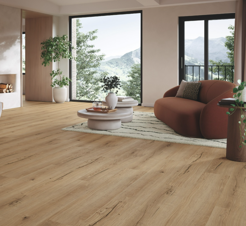 Oak Cambridge natural Countryside Basic 30 Wide plank Brushed texture Vinyl Floor