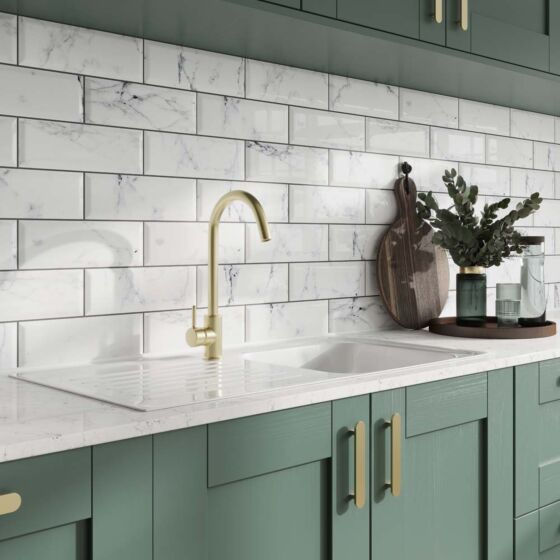 Metro Calacatta Marble Effect Wall Tile 10x30cm