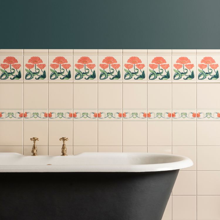 Original Style Artworks Moulin Rouge Tube-Lined Single Tile on County White