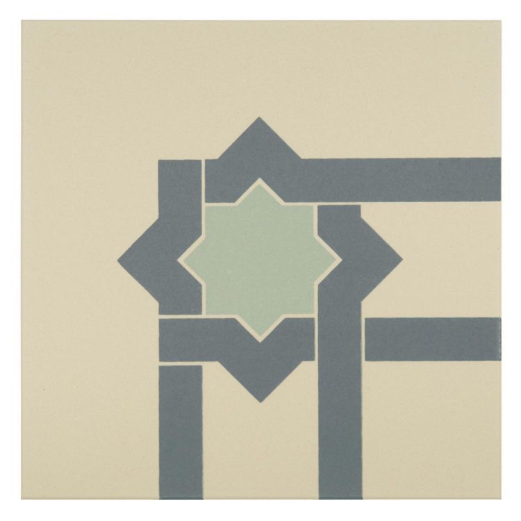 Original Style Odyssey Primo Iberian Corner Denim and Light Jade on White 15x15cm