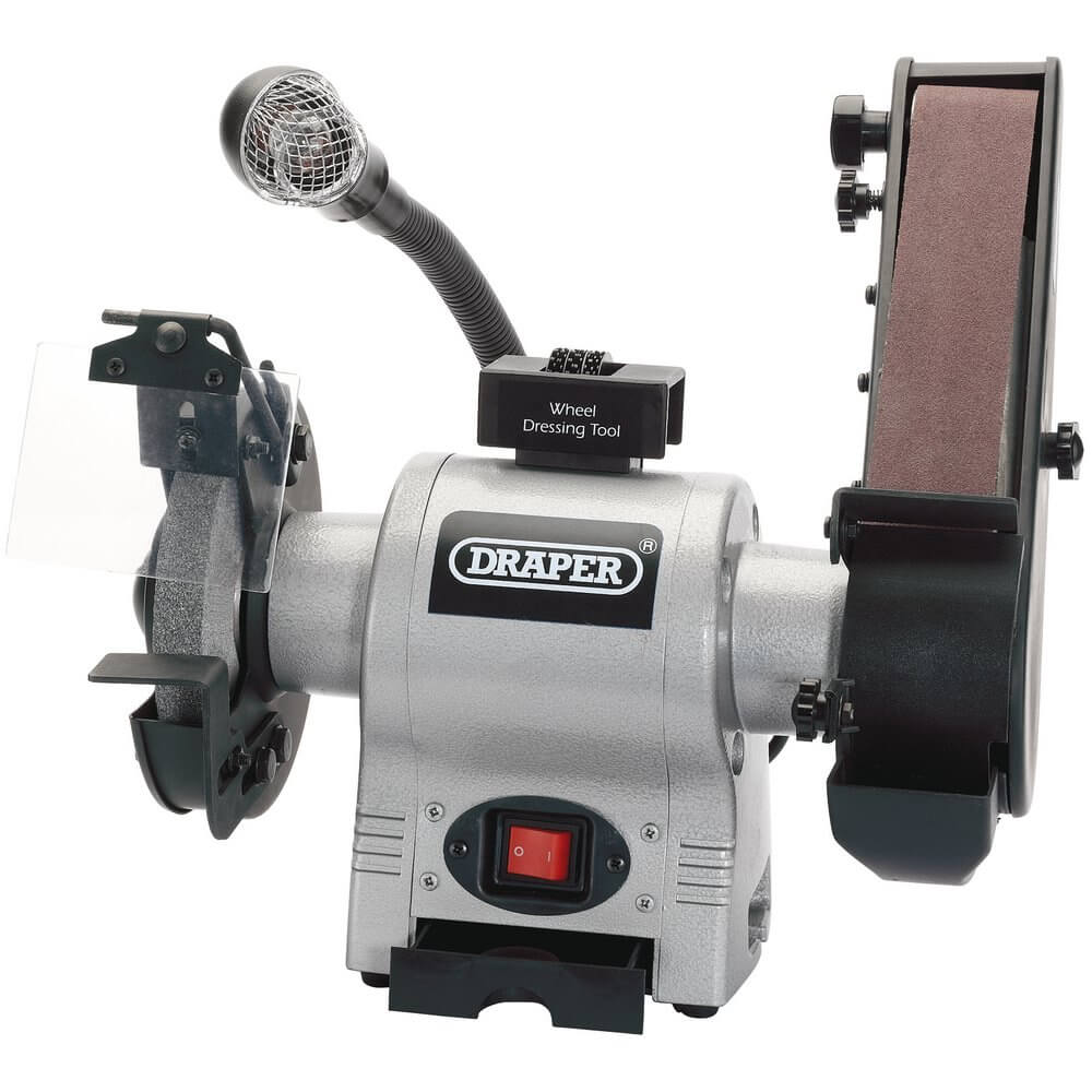 Draper 05096 Bench Grinder With Sanding Belt And Worklight 150Mm 370W each