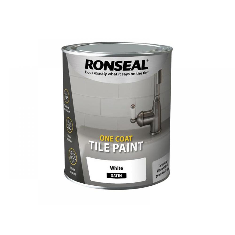 Ronseal 37683 One Coat Tile Paint White Satin 750Ml