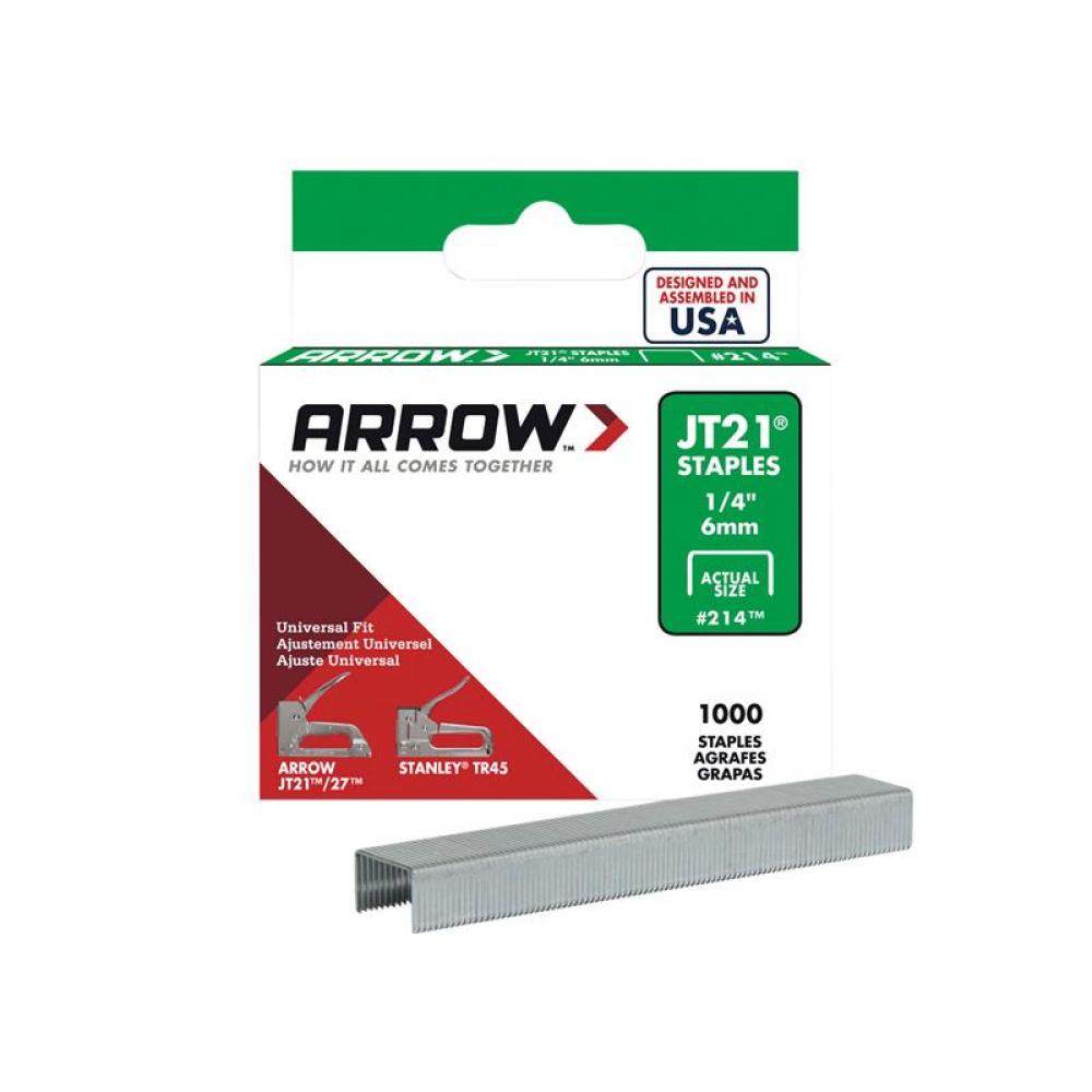 Arrow A214 Jt21 T27 Staples 6Mm (1/4In) (Box 1000)
