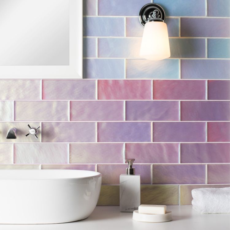 Original Style Glassworks Pearl Frost Brick Radiance Tile 8x20cm