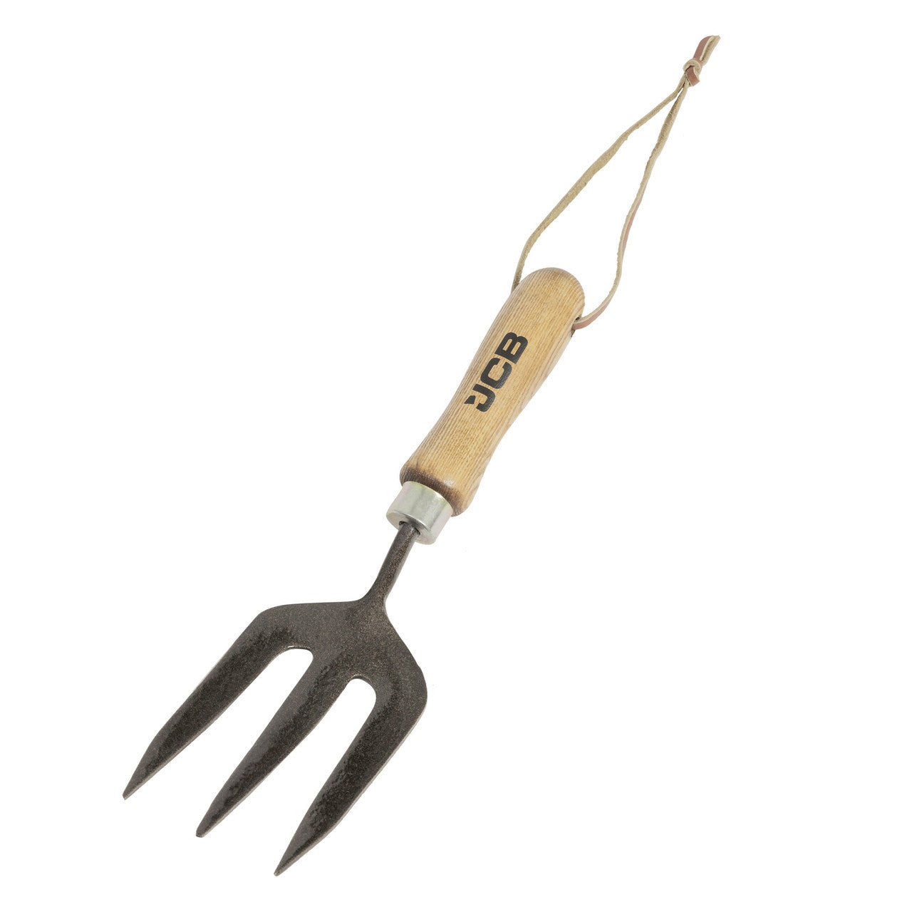 JCB Heritage 3 Prong Hand Fork, Heavy-Duty Steel, Ash Wood Handle | JCBHFF11
