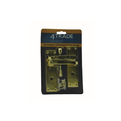 4trade Victorian Lever Bathroom Lock Handle Brass