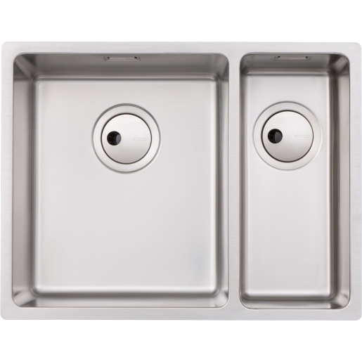 Abode Stainless Steel Matrix R15 1.5 Bowl Undermount Versatile Right Hand Drainer Kitchen Sink, 580x440x202mm