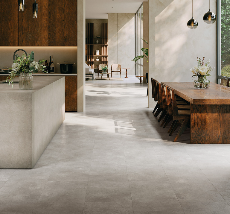 Stone Trafalgar light grey Modern Trendtime 5, Square Tile, Mineral texture