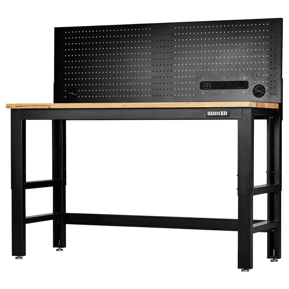 Bunker ® Workbench With Hardwood Worktop And Power Pegboard 1550Mm Pk 1 28096