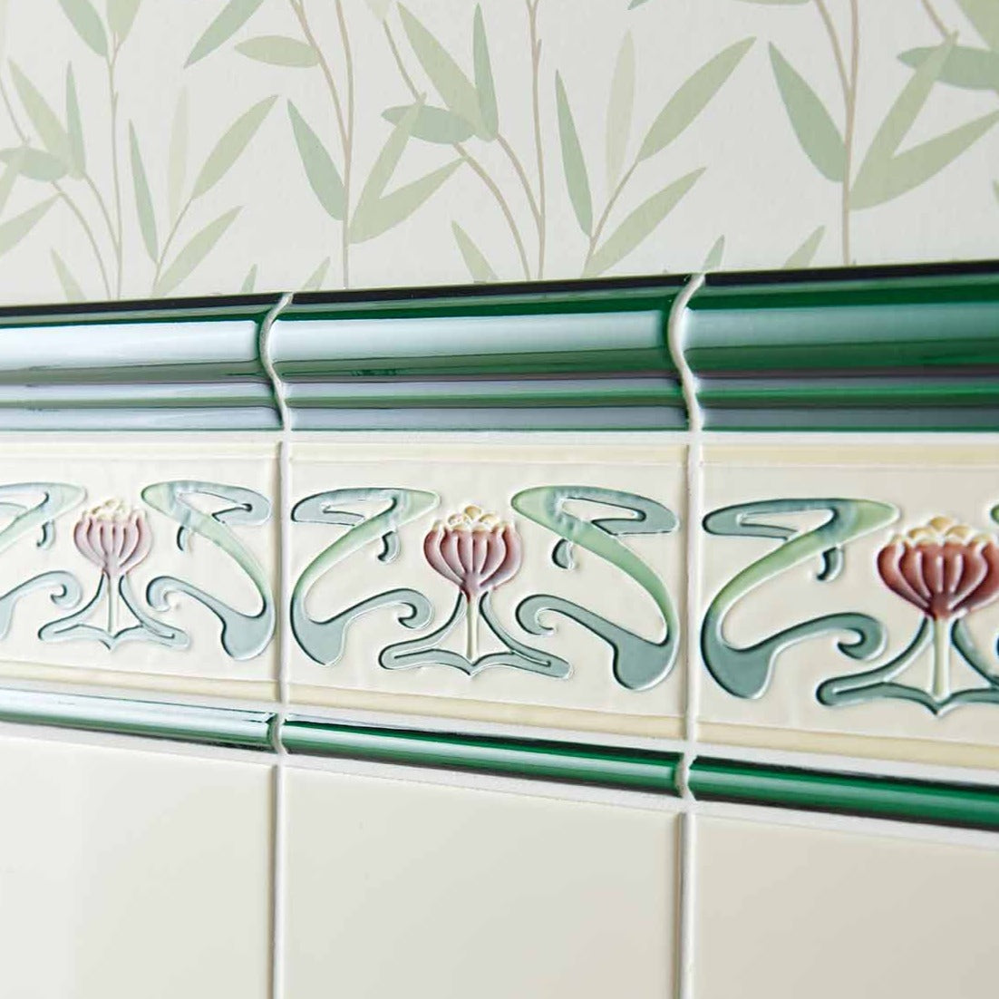 Original Style Artworks Belle Epoque Border Tube-Lined Border Tile on County White