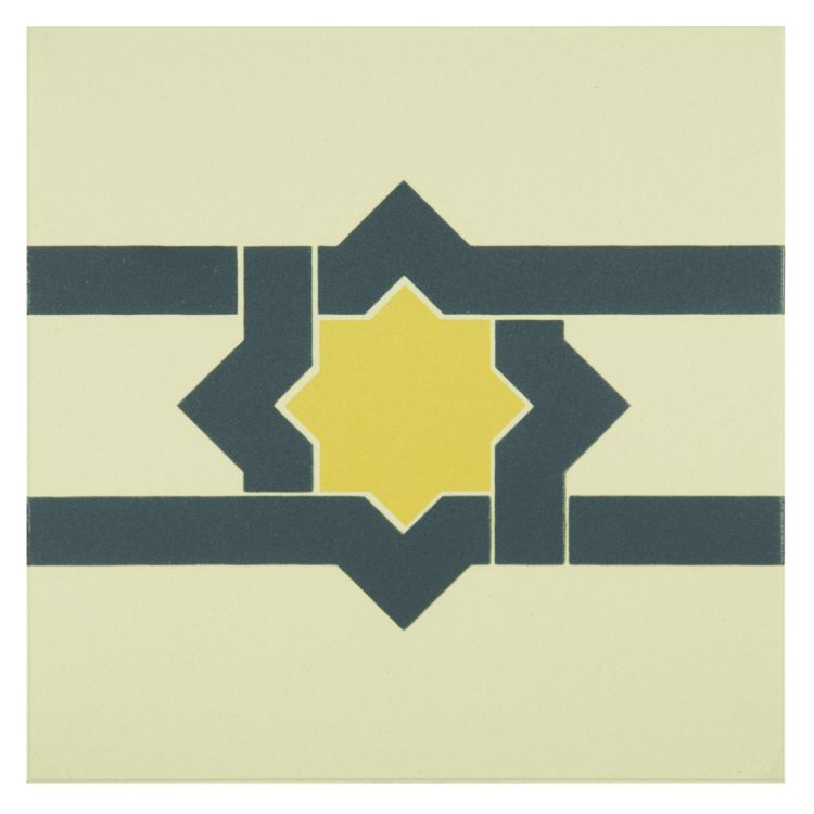 Original Style Odyssey Primo Iberian Border Summer Yellow and Dark Grey on White 15x15cm