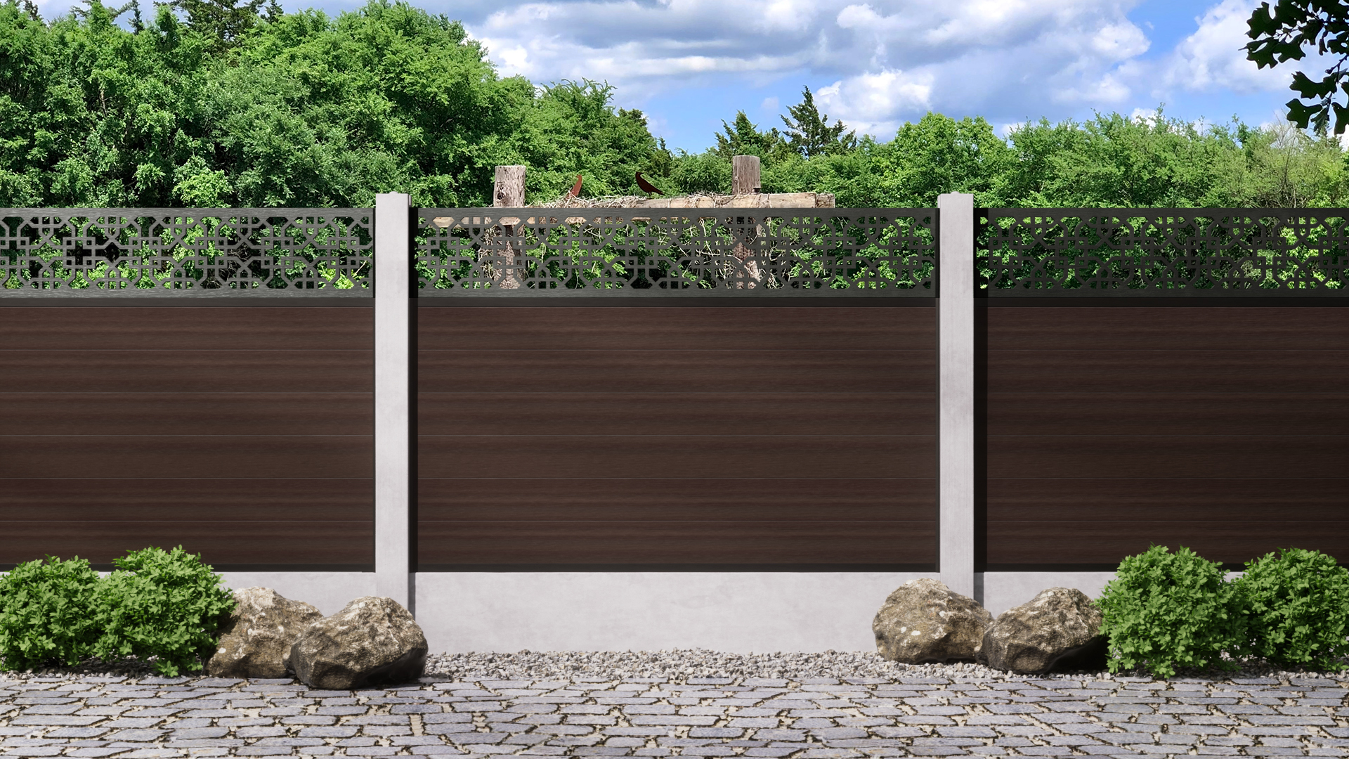 1.2m – Walnut – London Decorative Panel With Fence