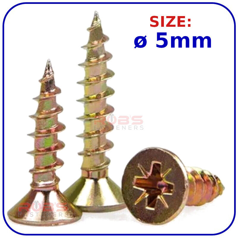 ø 5mm SELF TAPPING SCREWS COUNTERSUNK HEAD POZI MULTI PURPOSE WOOD CHIPBOARD