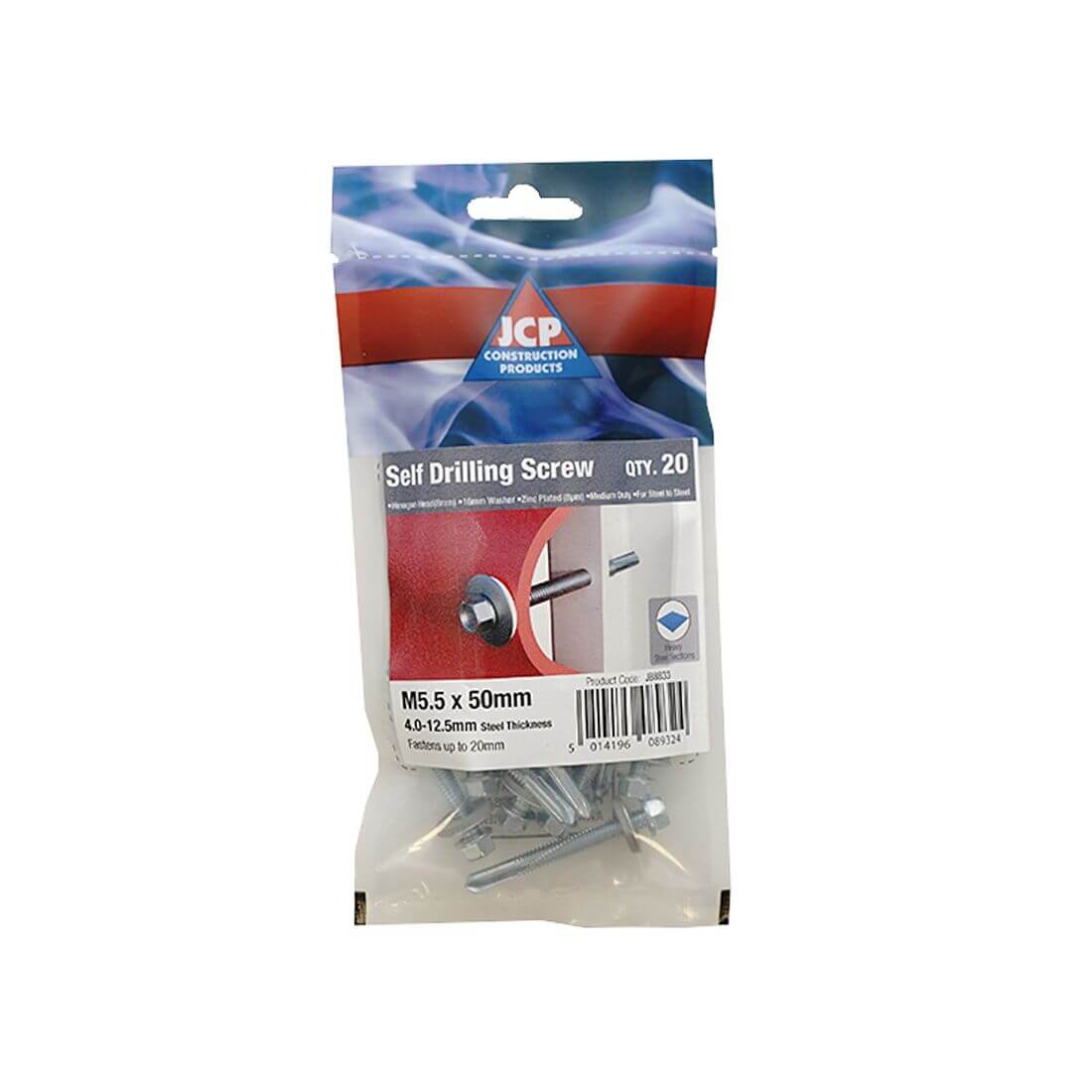 Metalfix Self-Drilling Screws Heavy Section DIN 7504K 16mm Washer BZP