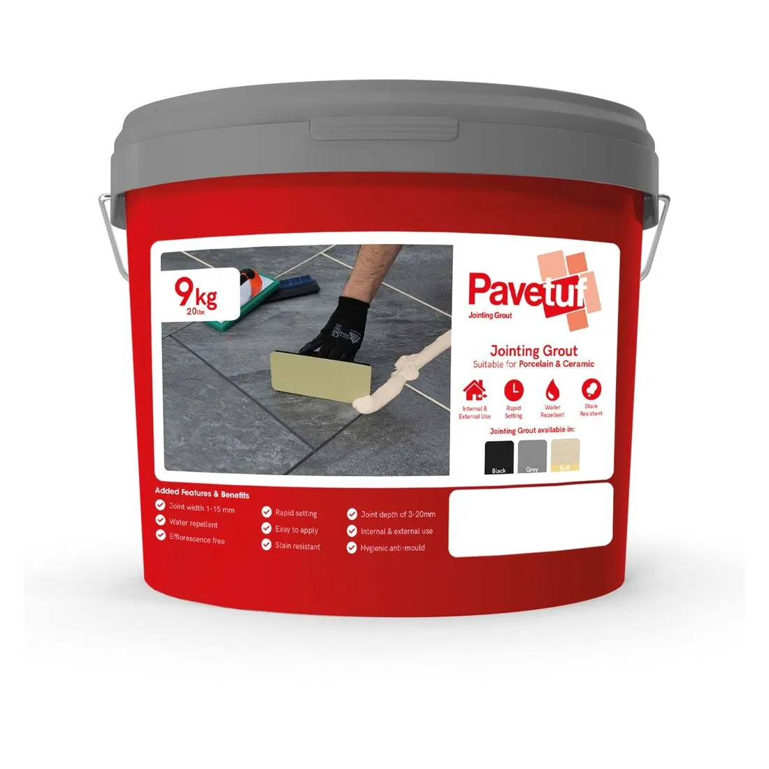 Pavetuf Jointing Grout Black 9Kg Tub