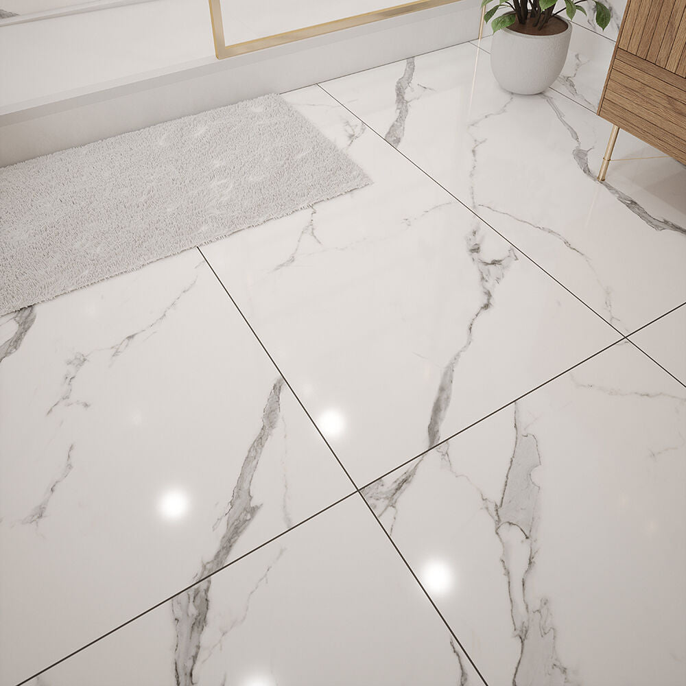 Hera Glazed Porcelain Marble Effect Tile 60x120cm