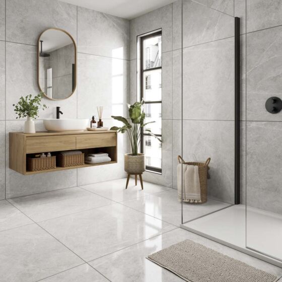 Allegra Pearl Polished Glazed Porcelain Wall and Floor Tile 90x90cm