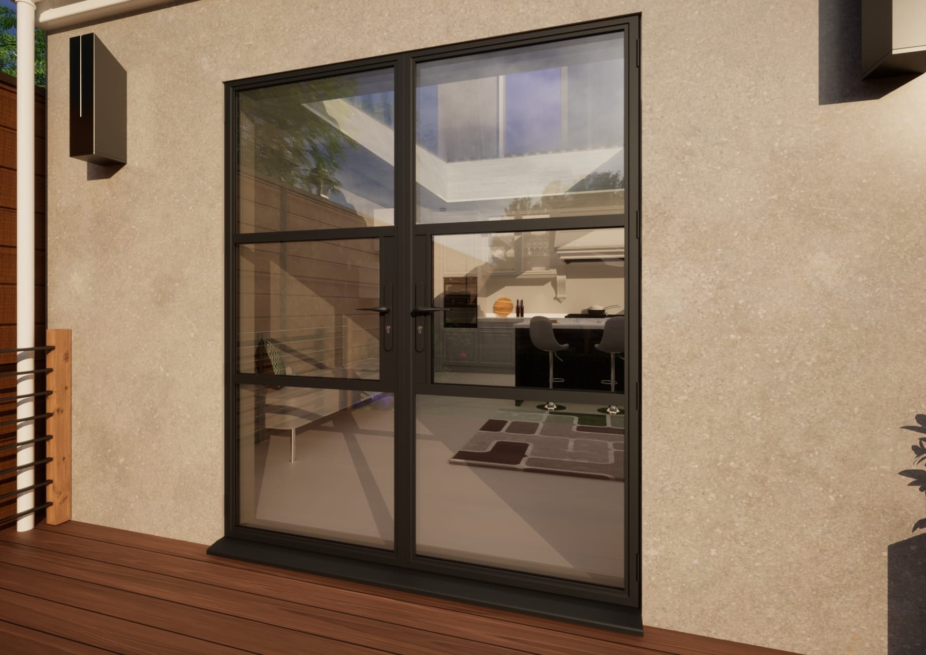 Aluminium Heritage French Door - 1800mm Black
