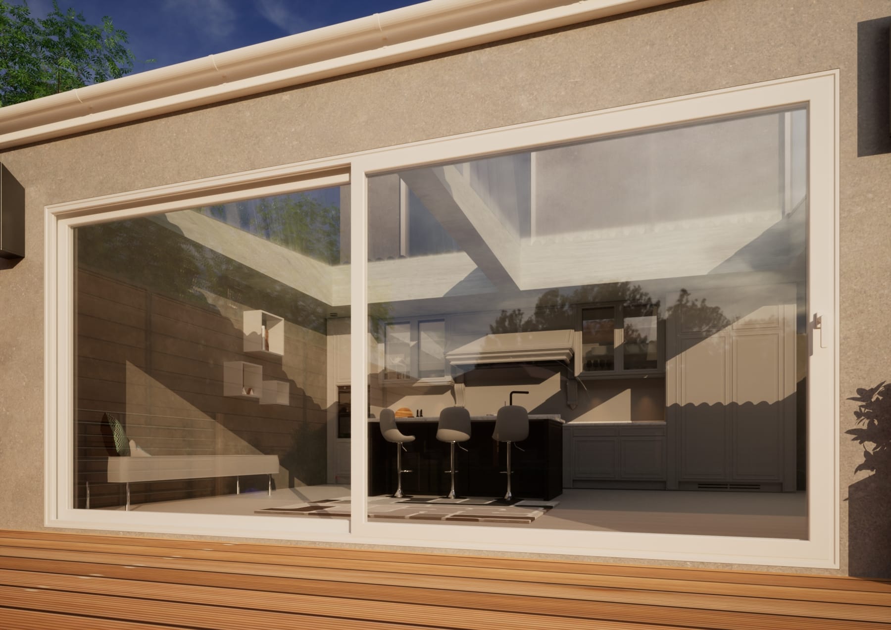 Aluminium Sliding Door Part Q Compliant - 4500mm White - Right Hand Slide & Left Hand Fixed
