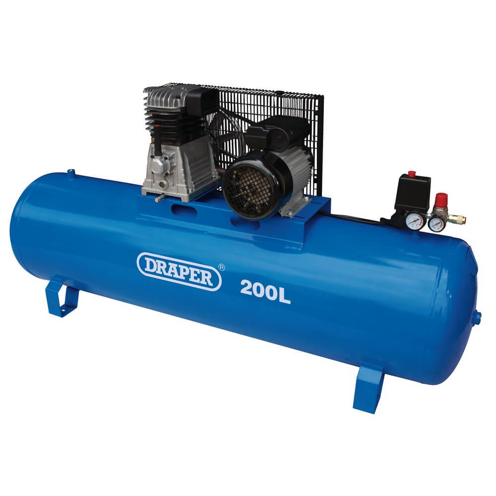 Draper 55313 Stationary Belt-Driven Air Compressor 200L 2.2Kw each