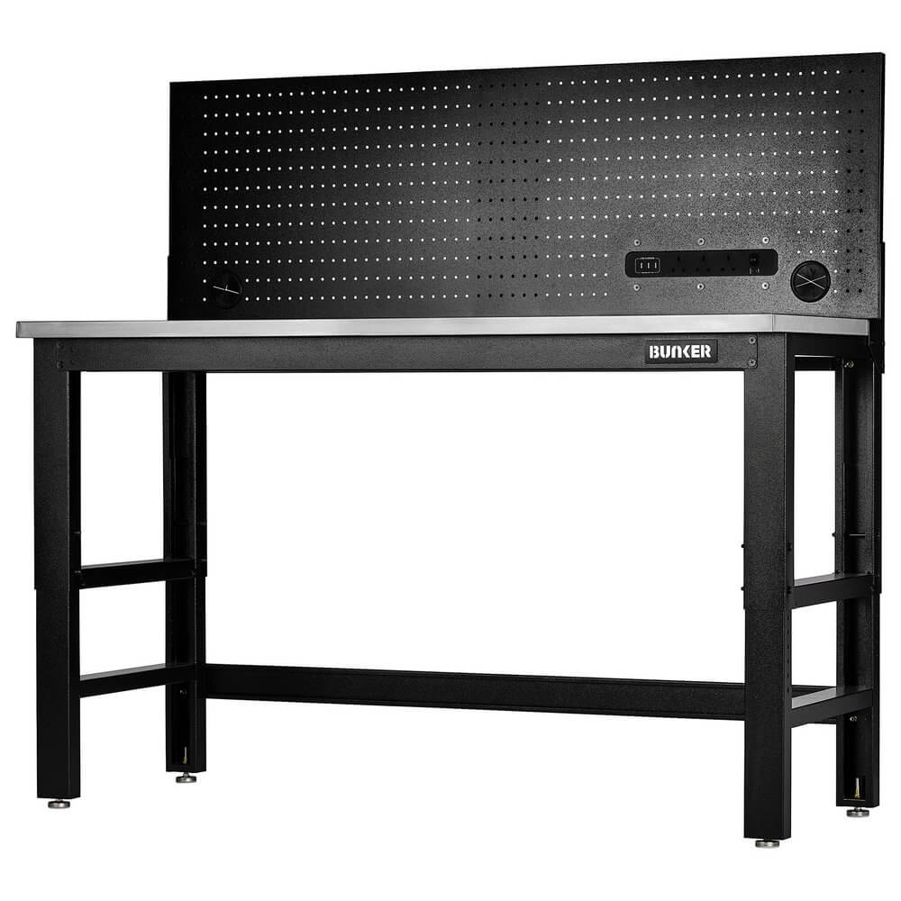Bunker ® Workbench With Stainless Steel Worktop And Power Pegboard 1550Mm Pk 1 28097