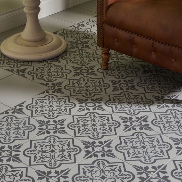 Original Style Odyssey Grande Pentillie Dark Grey on Grey Tile 30x30cm