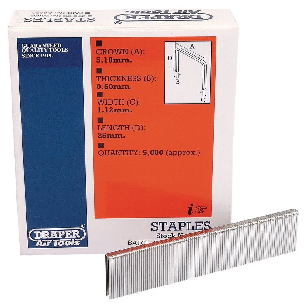 Draper 59839 Staples 25Mm (5000) each