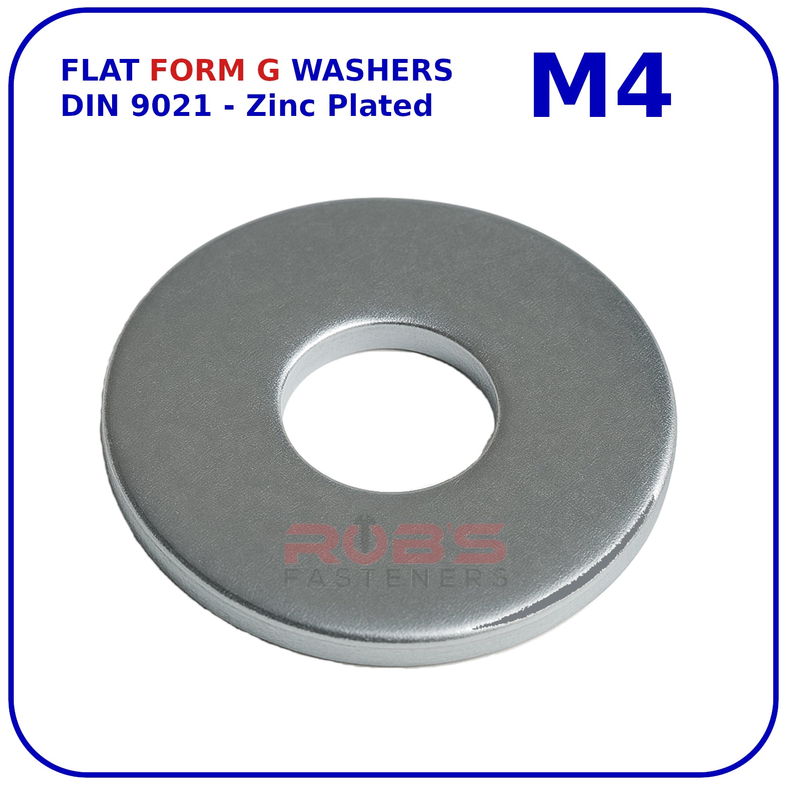 M4 FORM G WASHERS LARGE FLAT WIDE THICK DIN 9021 ZINC PLATED