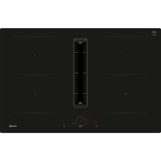 Neff Black Glass N70 Twist Touch Combi Induction Venting Hob, 80cm - V58NHQ4L0