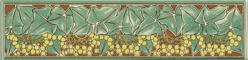 Original Style Artworks Alphonse Mucha Ivy Quarter Tile on County White