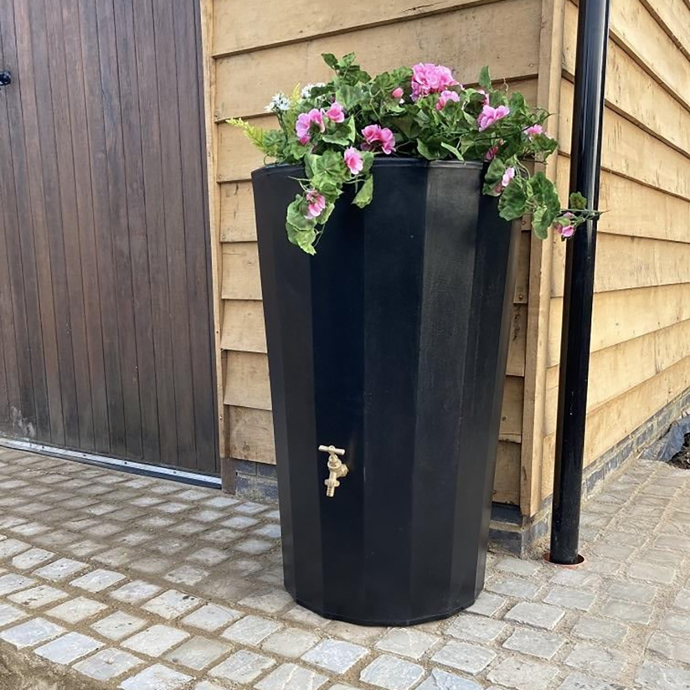 165L Midi Metropolitan Water Butt Planter - Black Original Organics
