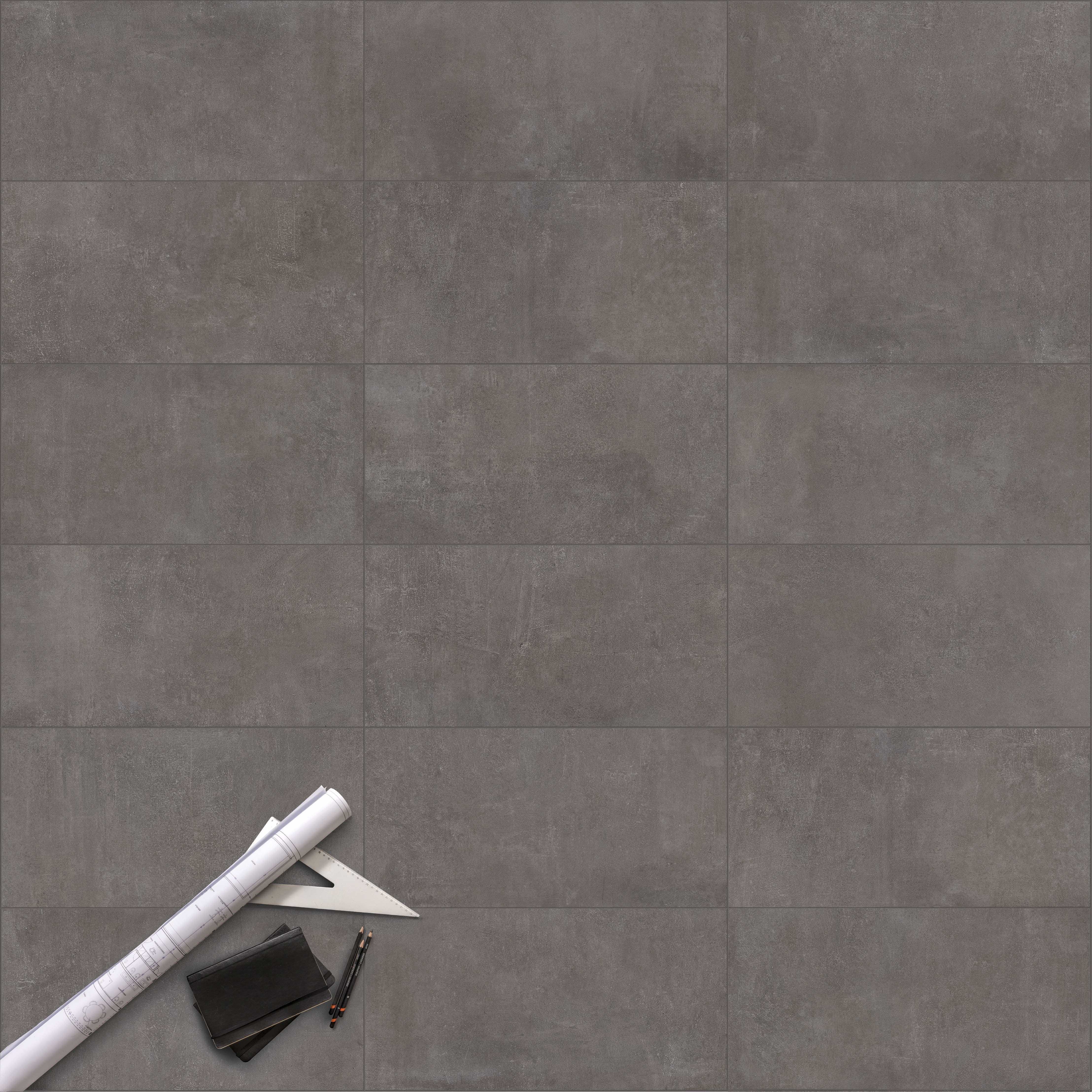 10m² Job Lot | Block Anthracite Concrete Effect Porcelain Tile 30x60cm