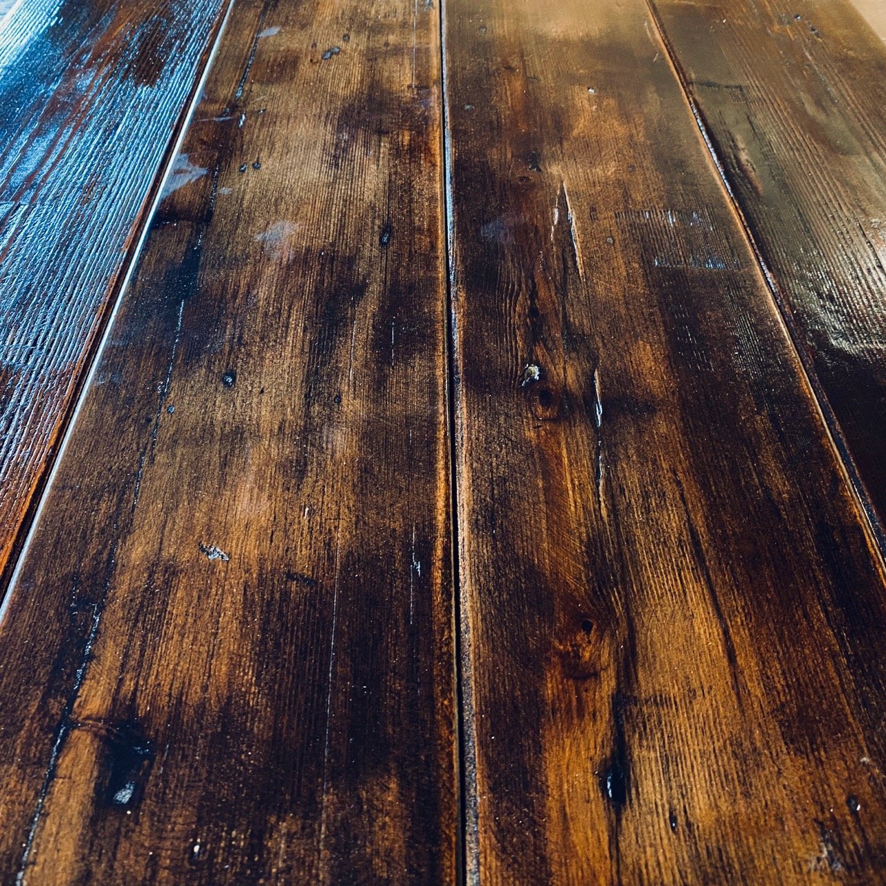 Sample of Reclaimed Engine Shed Dark Floorboards
